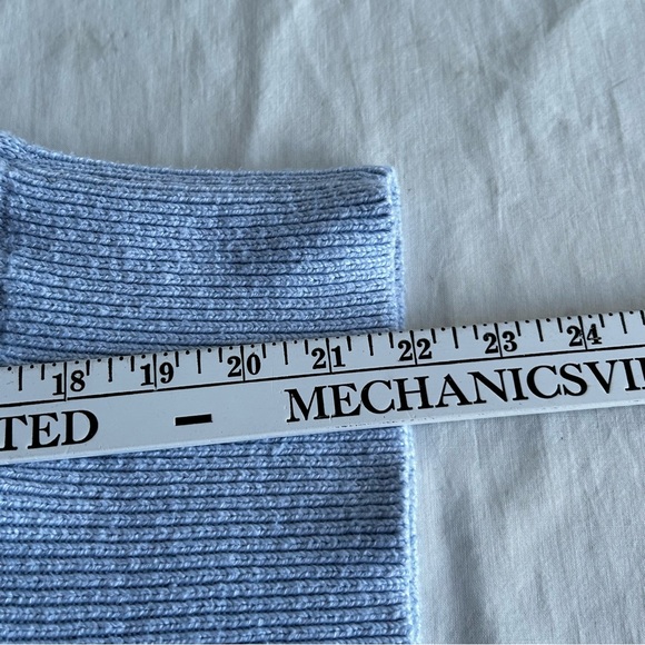 French Connection Violet Blue Textured Puffed Sleeve Knit Sweater - Picture 13 of 13